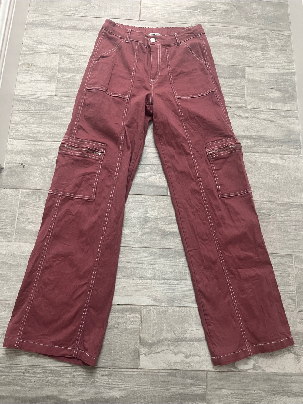 Rachel Paige Cargo Pants in Deep Wine